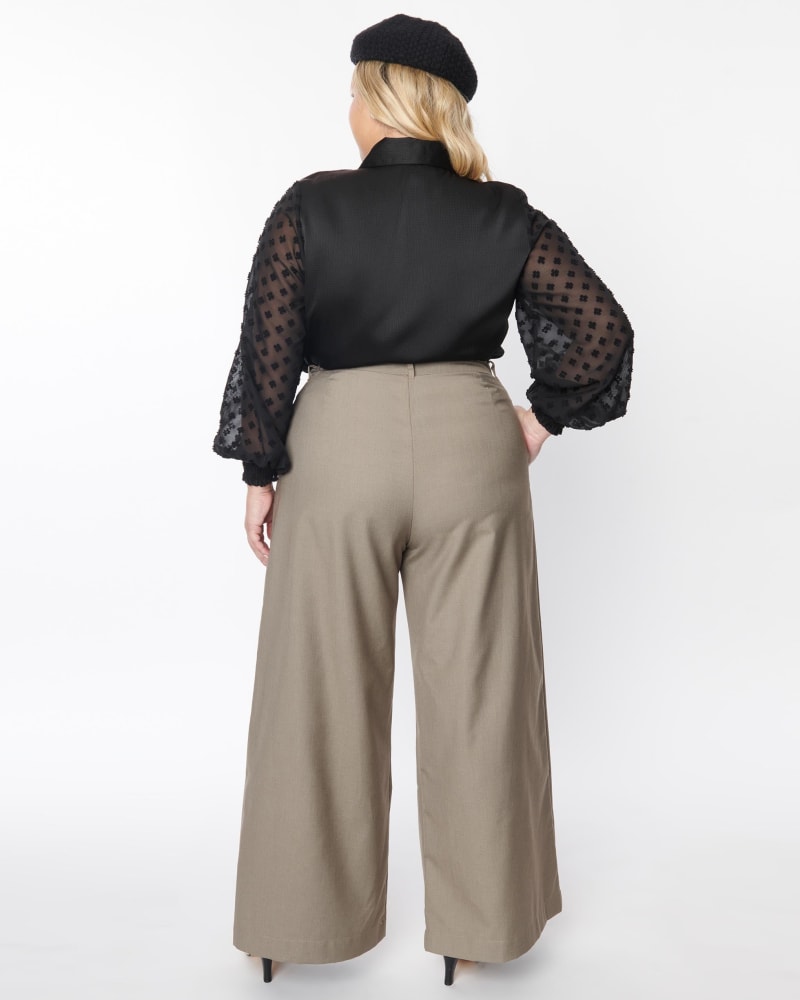 Unique Vintage Plus Size Warm Grey Wide Leg Pants Warm Grey